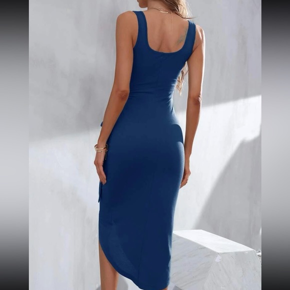 Boho blue knot side bodycon dress - Picture 3 of 5